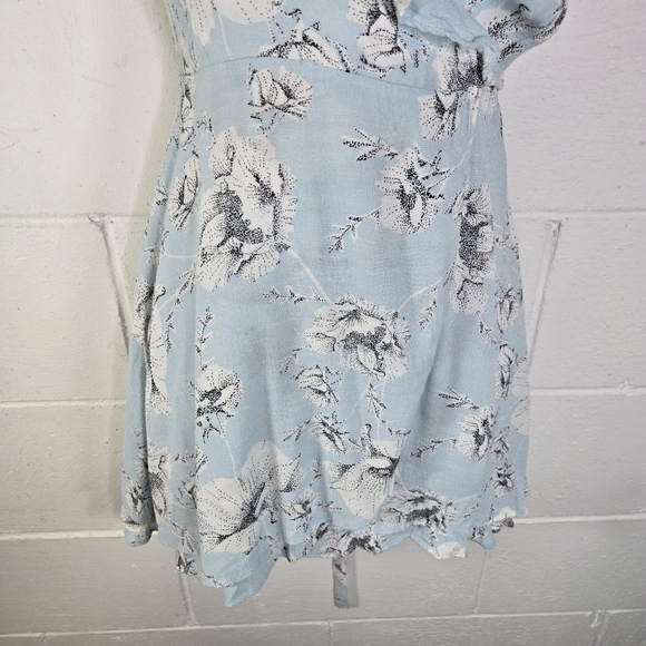 Free People French Quarter Blue Floral Cottagecore Wrap Mini Dress - Picture 9 of 12